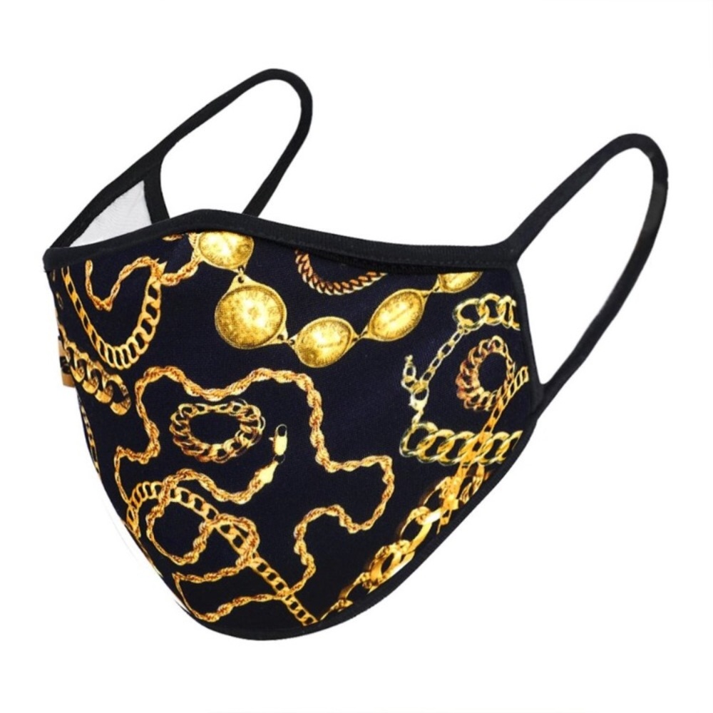 Black Gold Chain Face Mask